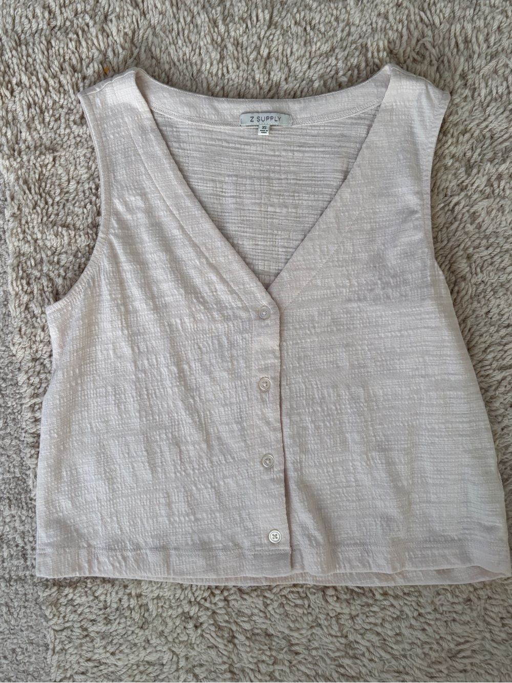 Z Supply Button Up Beige Tank XS